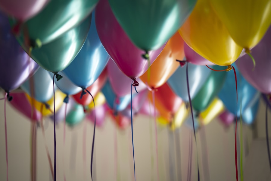 Colorful balloons at a birthday celebration
