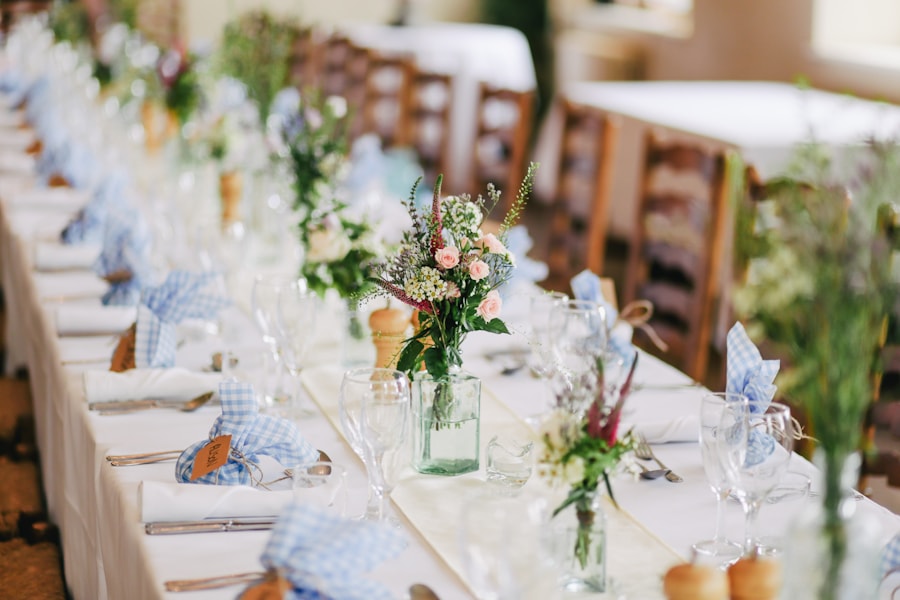 Wedding couple celebrating outdoors